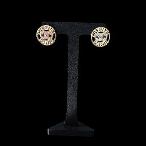 CC Upcycled Stamped Gold and Black Logo Earrings